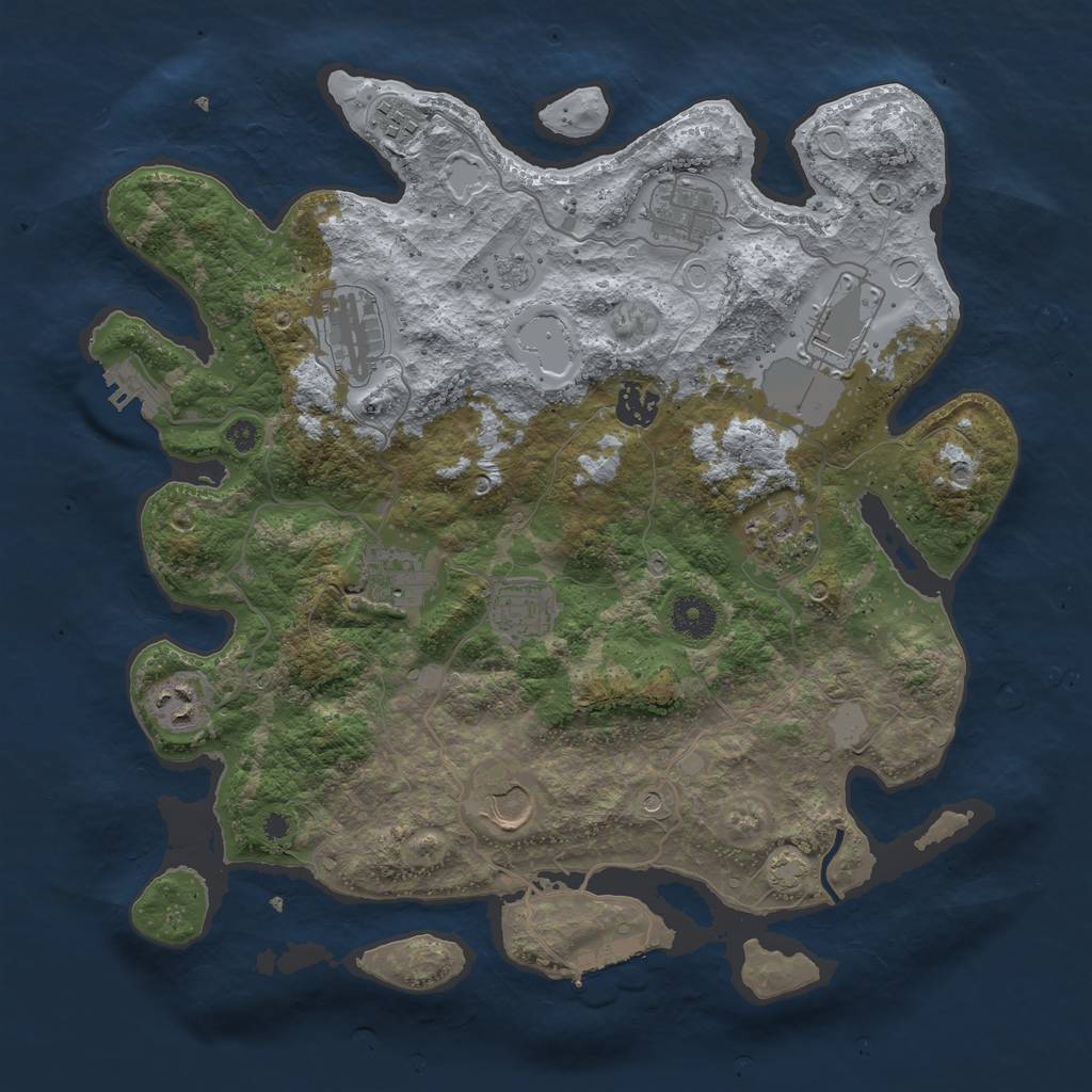 Rust Map: Procedural Map, Size: 3700, Seed: 1937012156, 18 Monuments