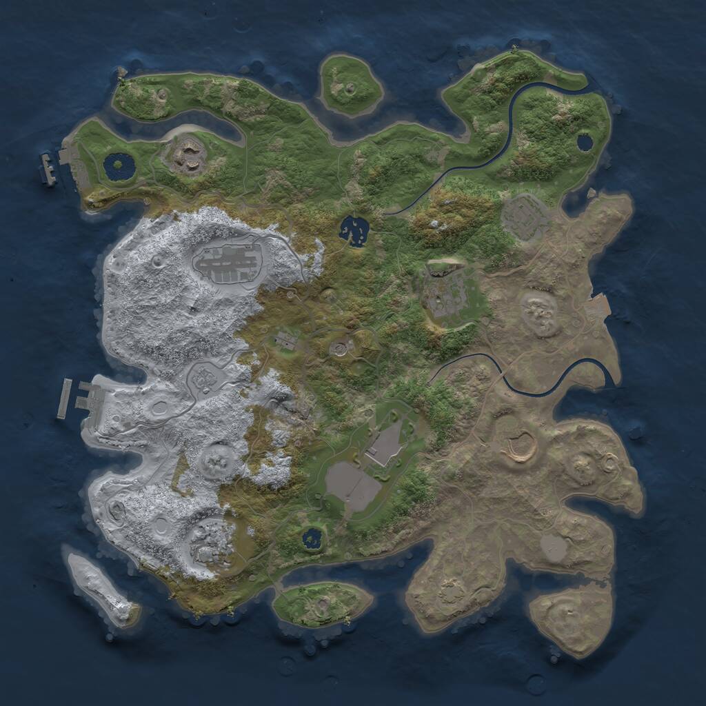 Rust Map: Procedural Map, Size: 3500, Seed: 1634371252, 14 Monuments