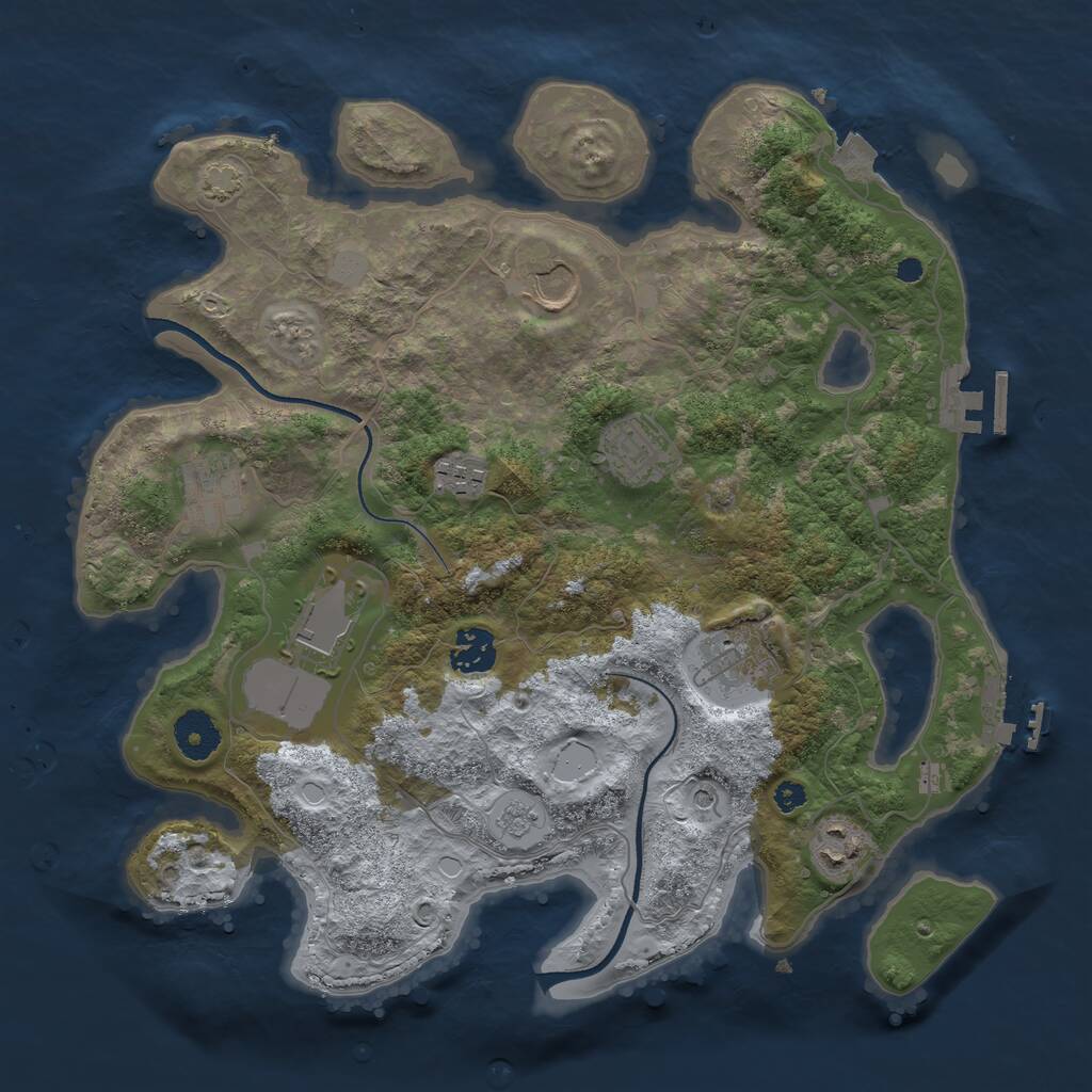 Rust Map: Procedural Map, Size: 3500, Seed: 319407186, 14 Monuments