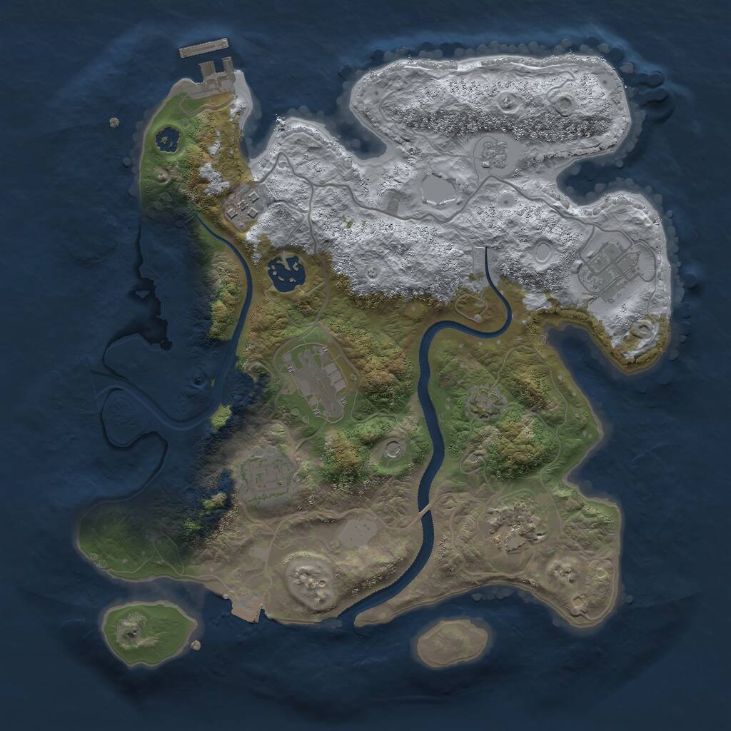 Rust Map: Procedural Map, Size: 3000, Seed: 1855639876, 11 Monuments