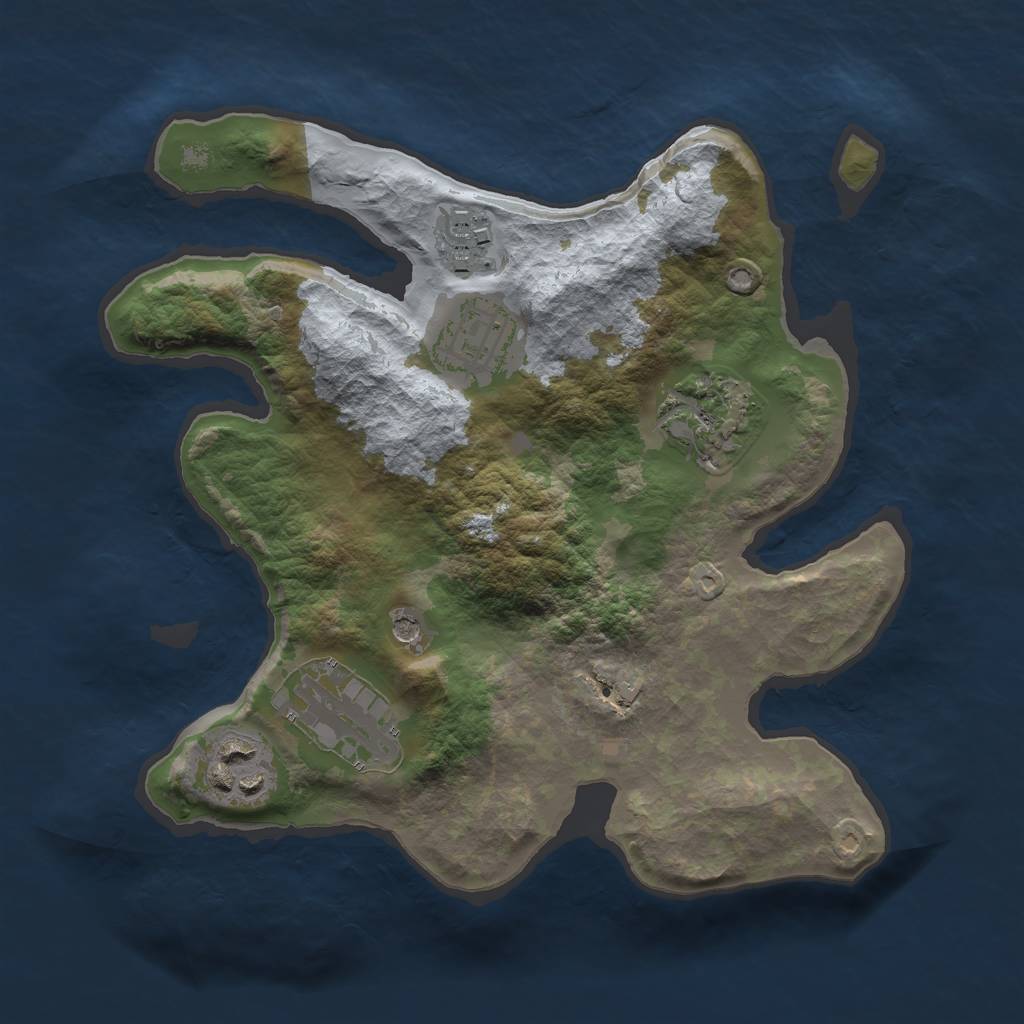 Rust Map: Barren, Size: 2500, Seed: 29686, 8 Monuments