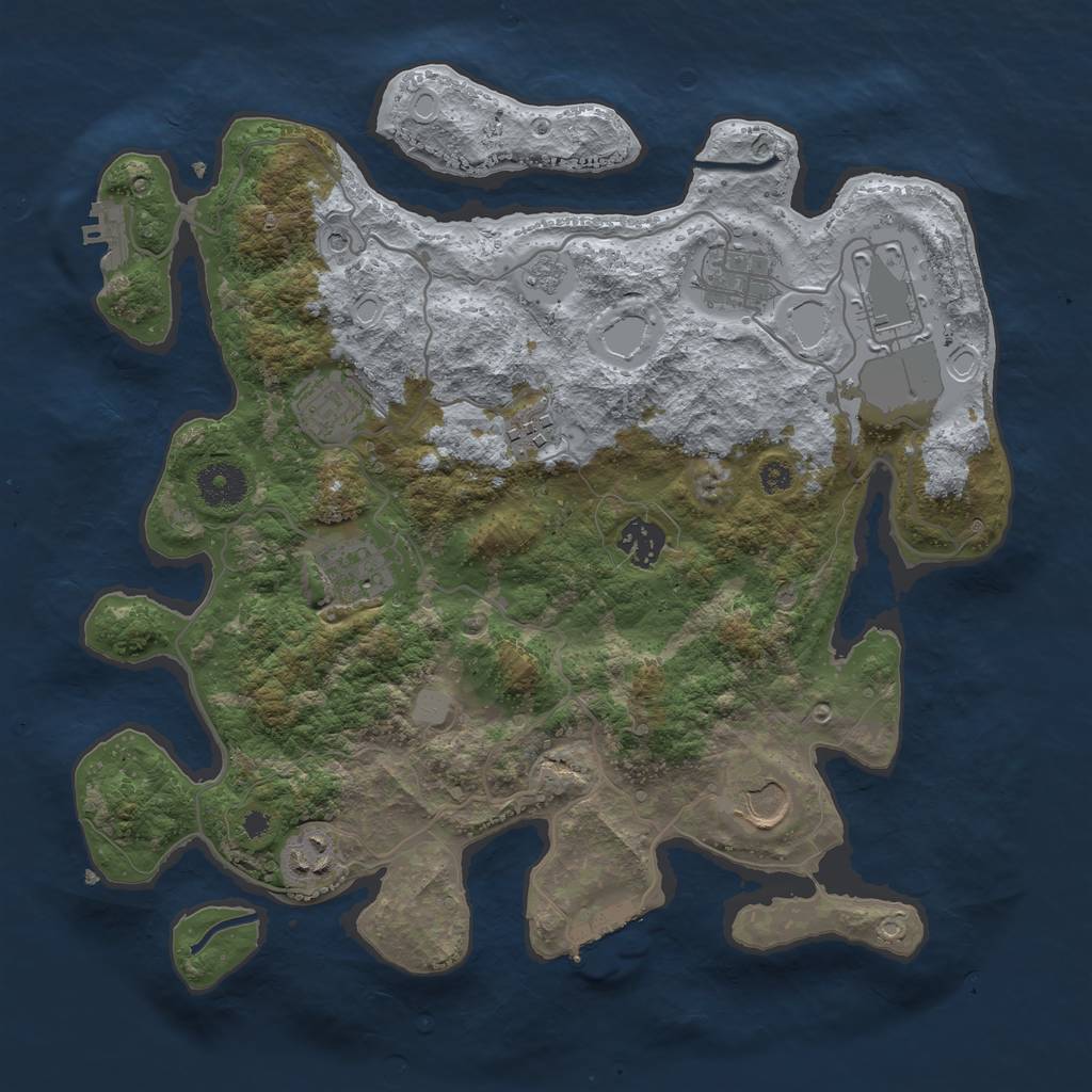 Rust Map: Procedural Map, Size: 3500, Seed: 758981842, 15 Monuments