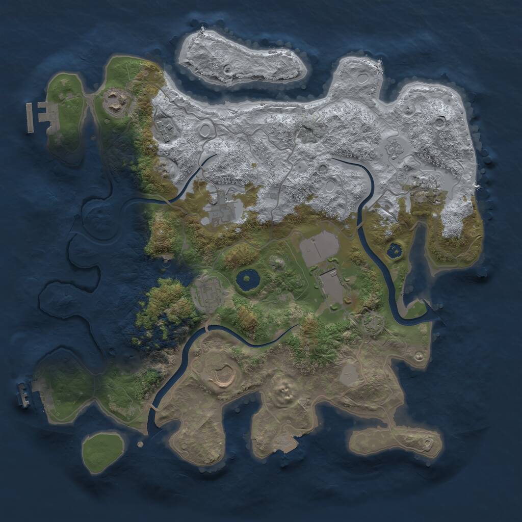 Rust Map: Procedural Map, Size: 3500, Seed: 758981842, 13 Monuments