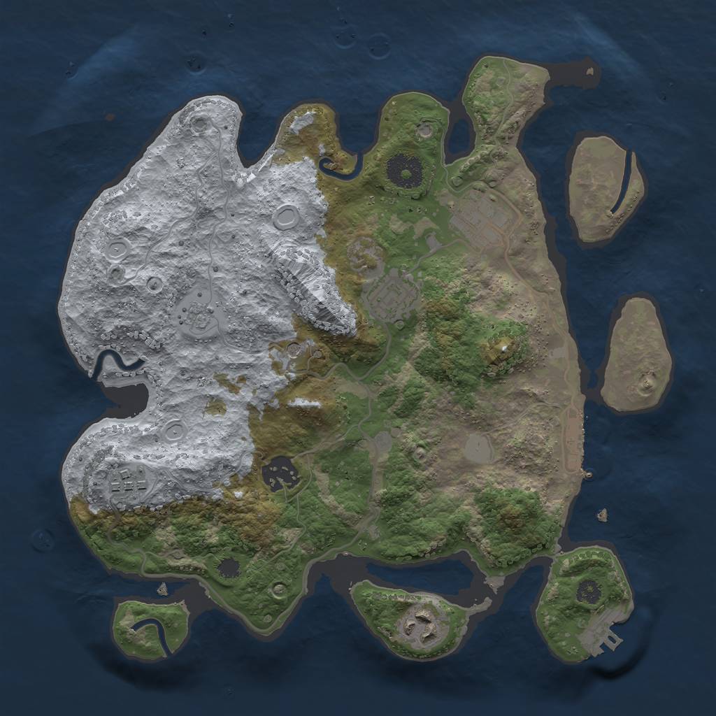 Rust Map: Procedural Map, Size: 3000, Seed: 3126456, 12 Monuments