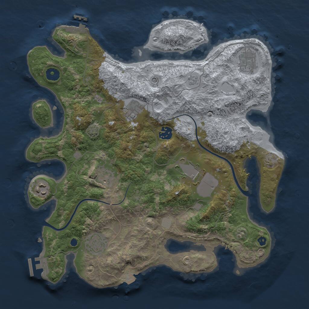 Rust Map: Procedural Map, Size: 3500, Seed: 483768749, 13 Monuments