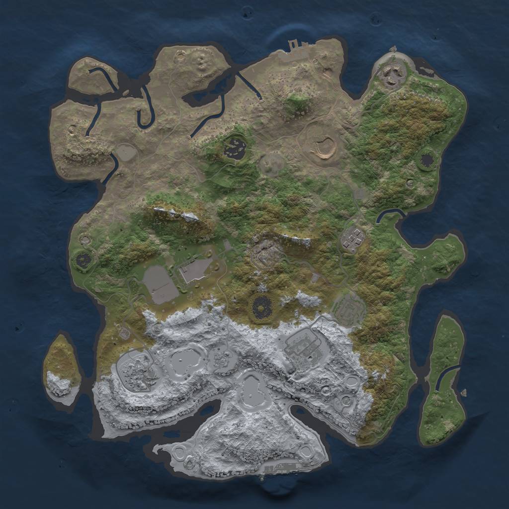 Rust Map: Procedural Map, Size: 3500, Seed: 869552054, 15 Monuments