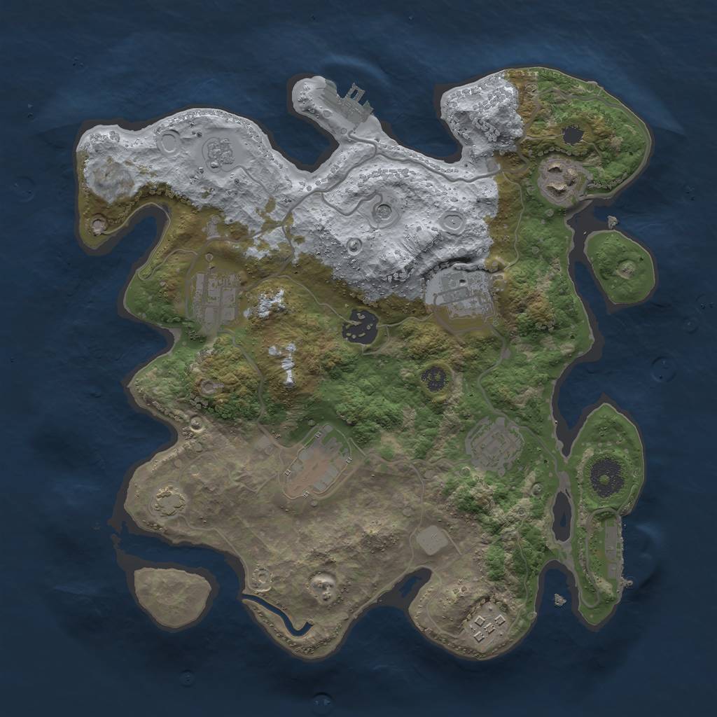 Rust Map: Procedural Map, Size: 3000, Seed: 2123188259, 15 Monuments