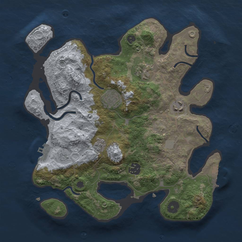 Rust Map: Procedural Map, Size: 3000, Seed: 2454329, 11 Monuments