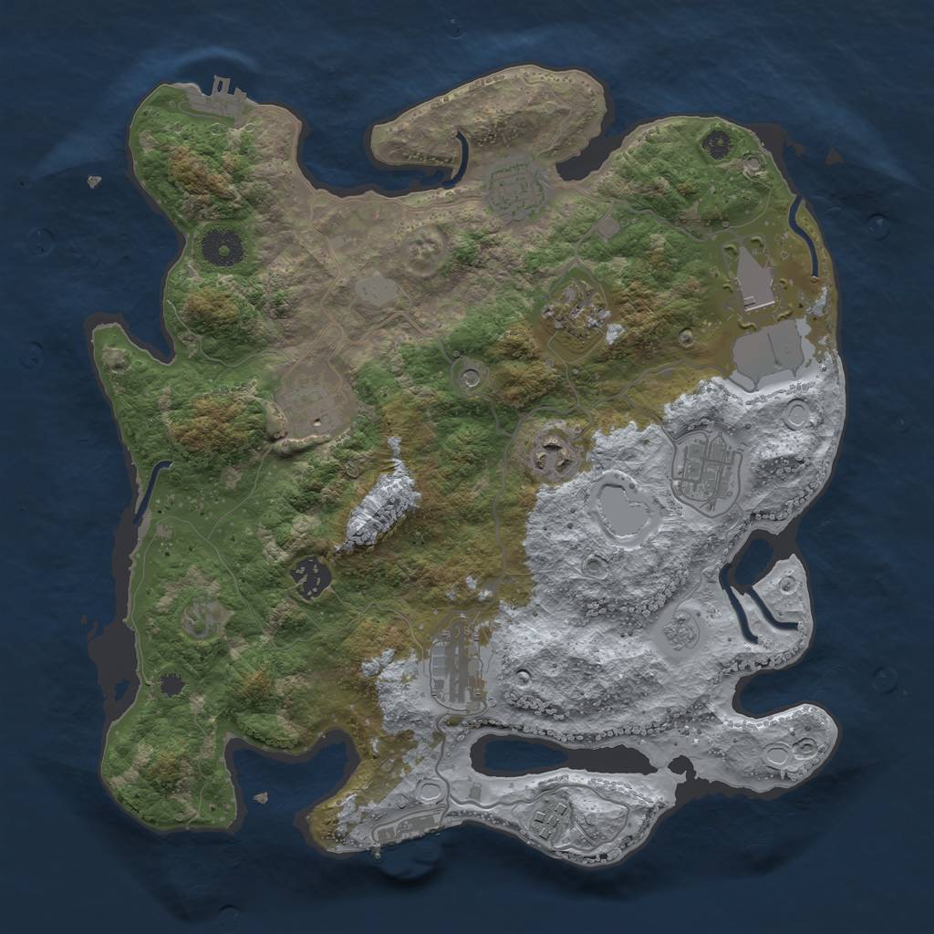 Rust Map: Procedural Map, Size: 3500, Seed: 5172298, 16 Monuments