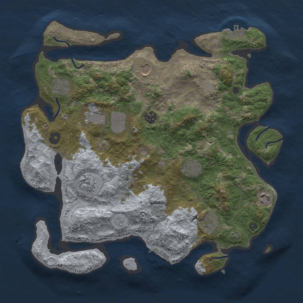 Rust Map: Procedural Map, Size: 3750, Seed: 6959443, 16 Monuments