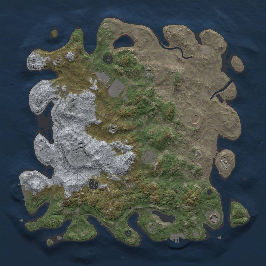 Rust Map: Procedural Map, Size: 4000, Seed: 50607080, 15 Monuments