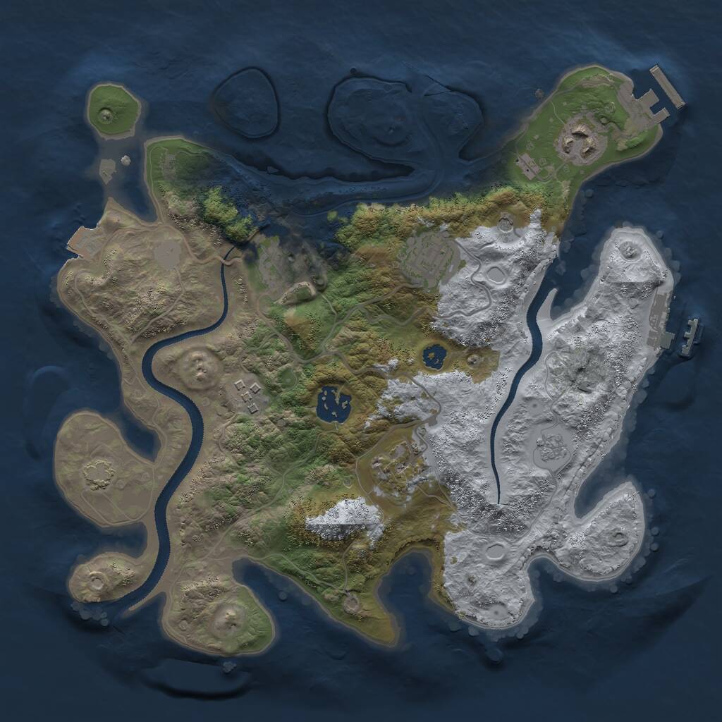 Rust Map: Procedural Map, Size: 3000, Seed: 1159933443, 12 Monuments