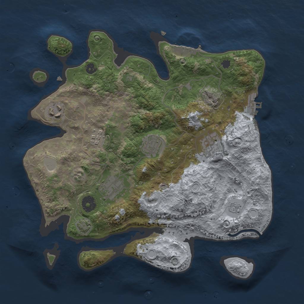 Rust Map: Procedural Map, Size: 3000, Seed: 9237184, 12 Monuments