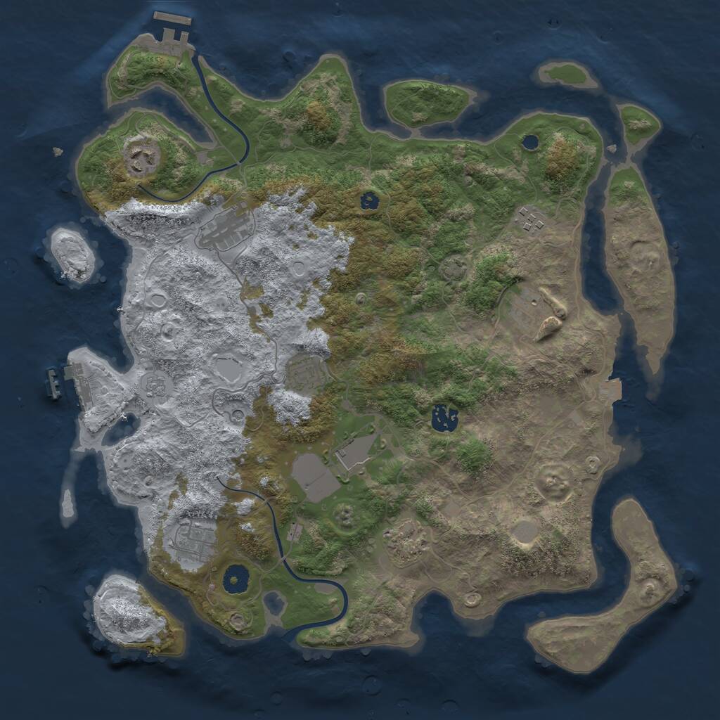 Rust Map: Procedural Map, Size: 3850, Seed: 1274614039, 15 Monuments