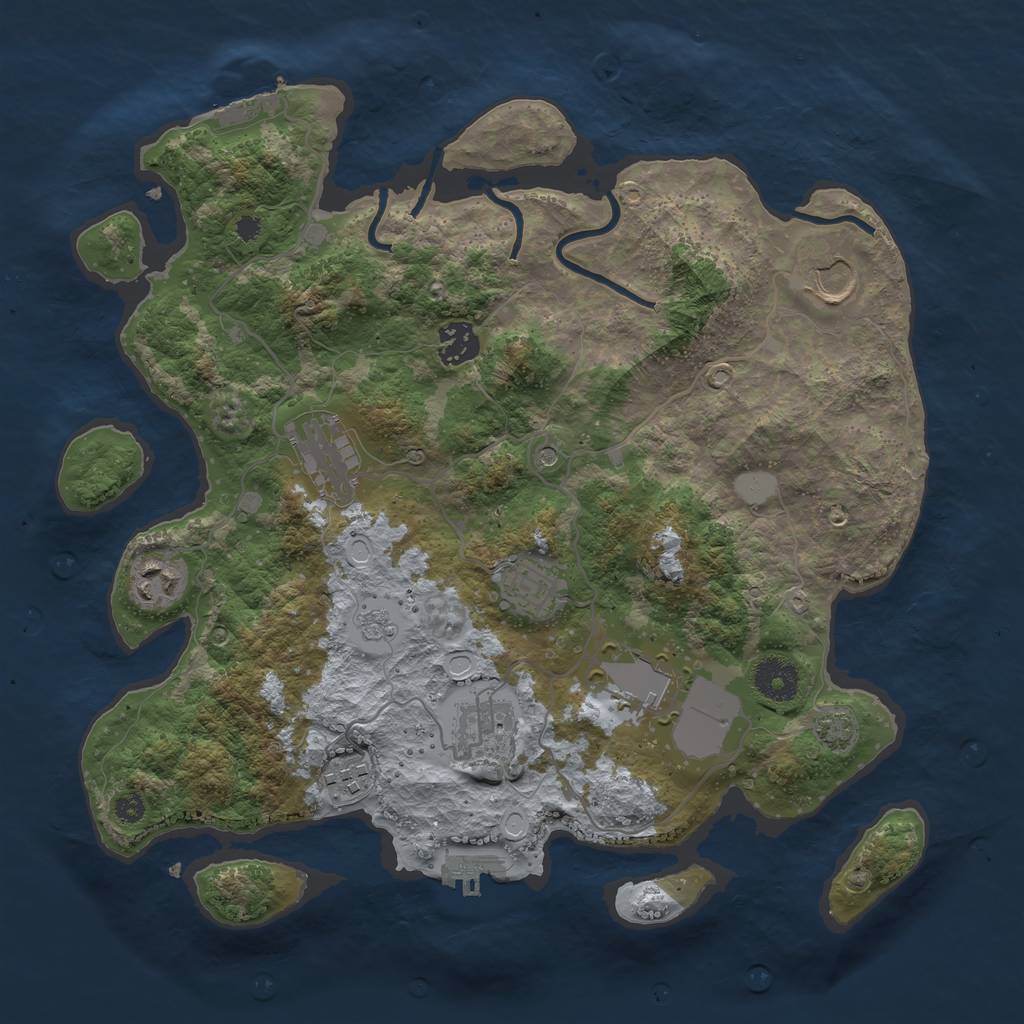 Rust Map: Procedural Map, Size: 3500, Seed: 999143627, 16 Monuments