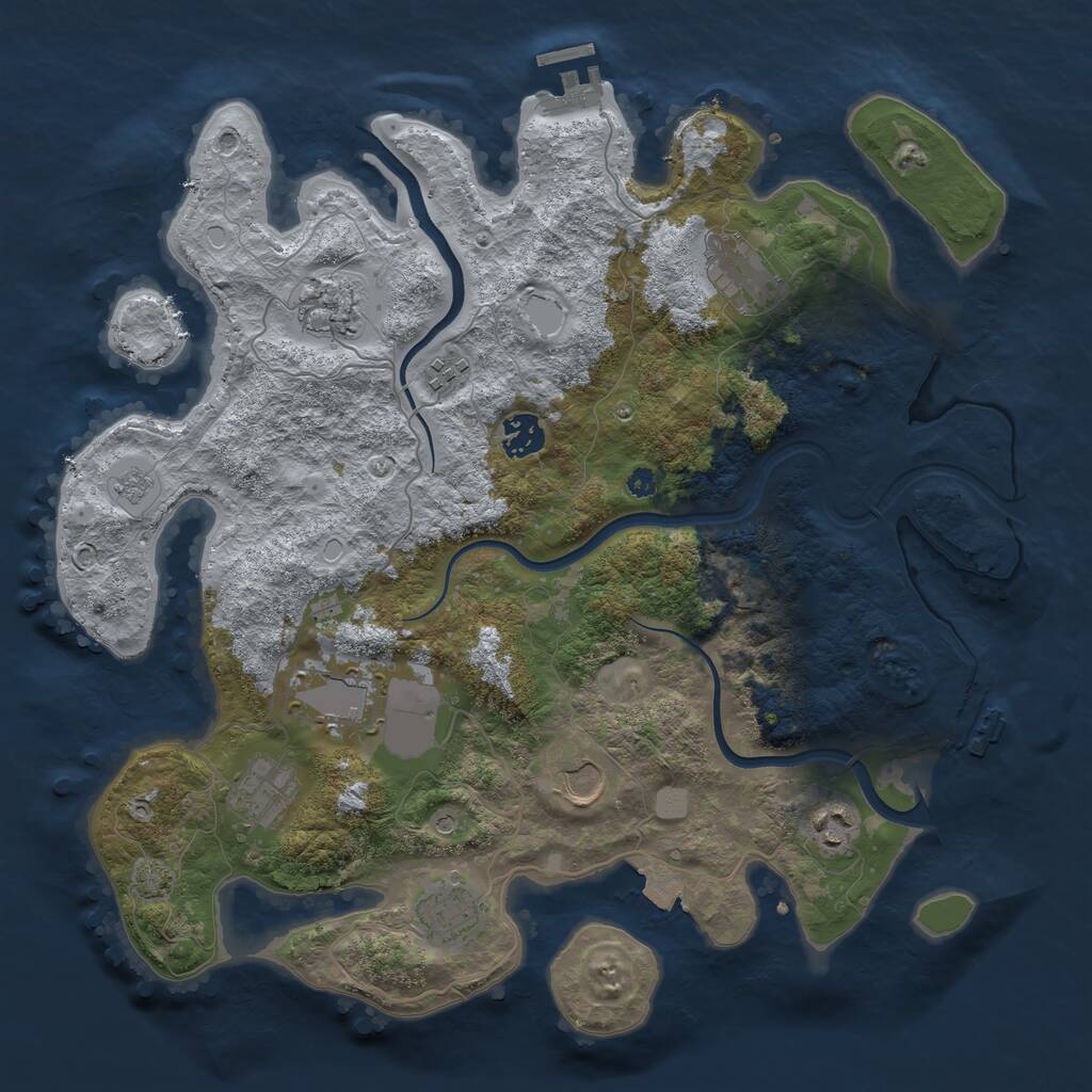 Rust Map: Procedural Map, Size: 3750, Seed: 1532668029, 15 Monuments