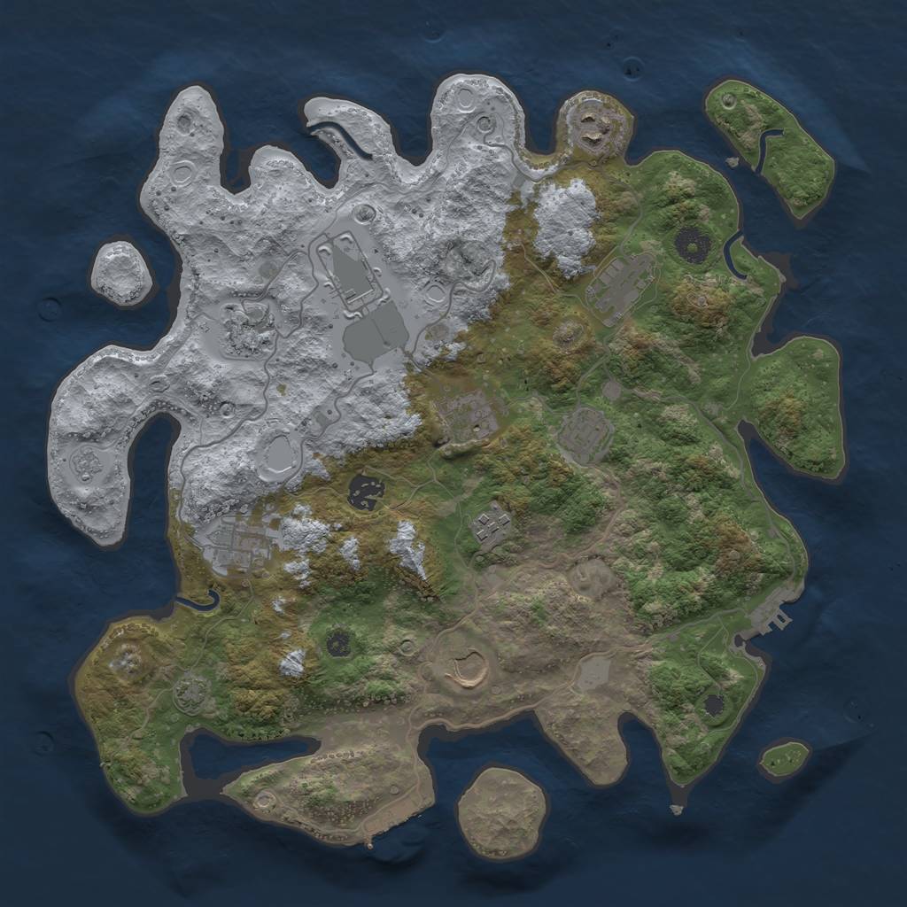 Rust Map: Procedural Map, Size: 3750, Seed: 1532668029, 18 Monuments