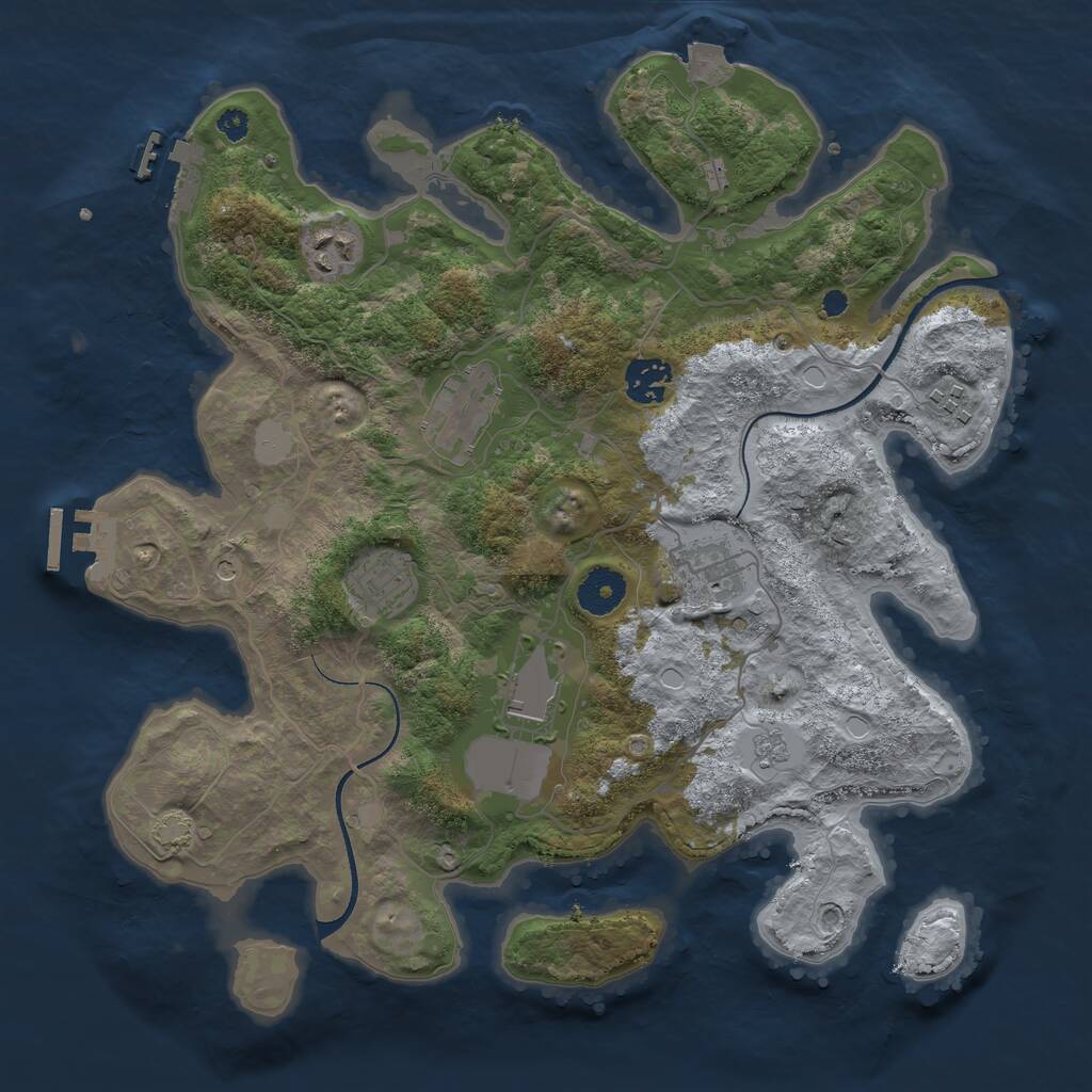 Rust Map: Procedural Map, Size: 3500, Seed: 1699329960, 13 Monuments