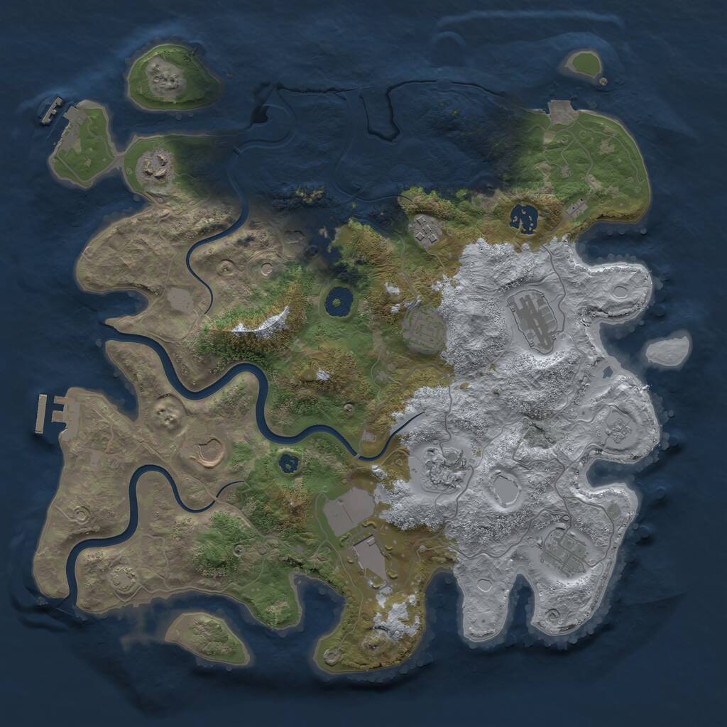 Rust Map: Procedural Map, Size: 3750, Seed: 699816291, 16 Monuments