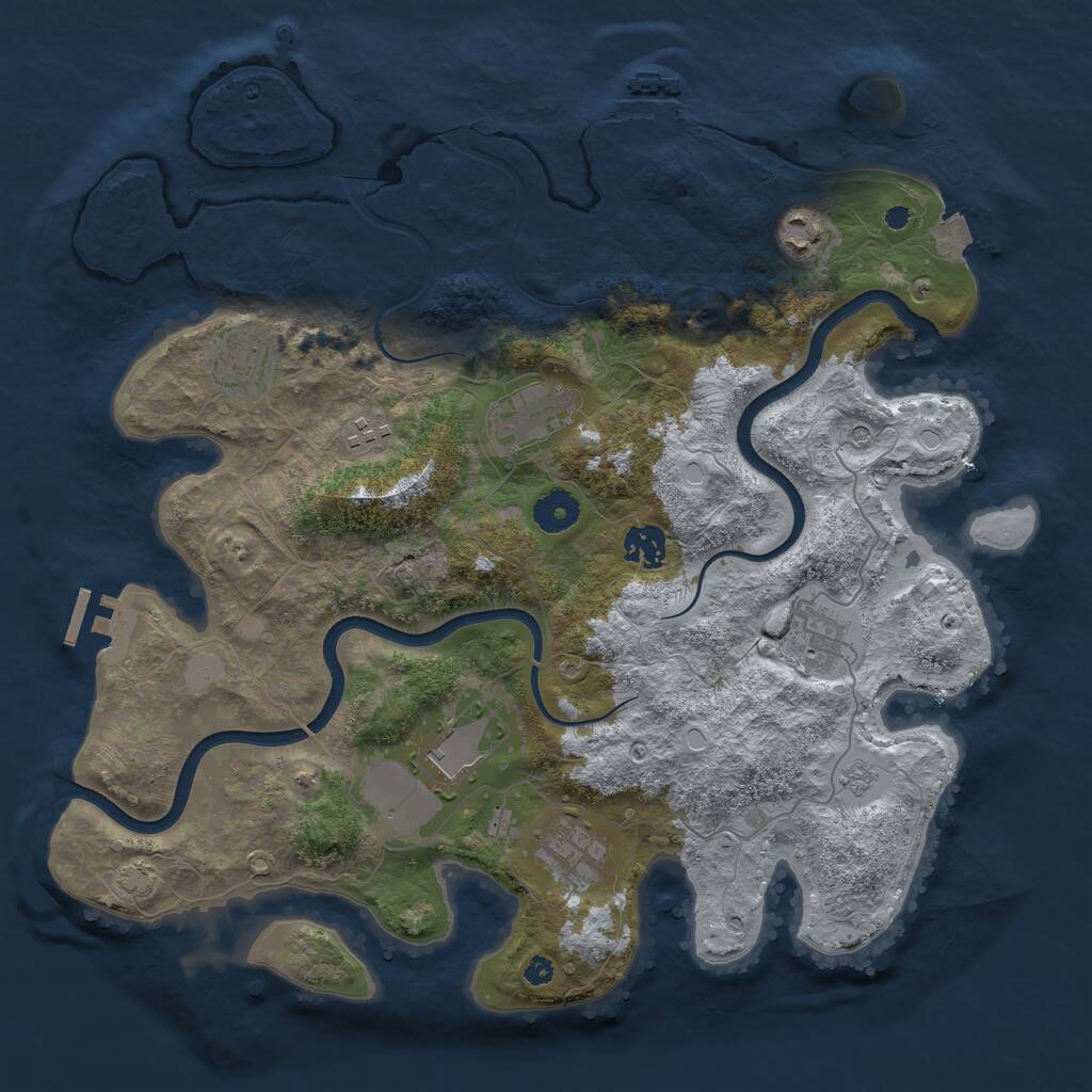 Rust Map: Procedural Map, Size: 3750, Seed: 699816291, 14 Monuments