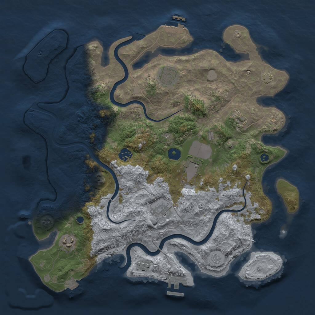 Rust Map: Procedural Map, Size: 3750, Seed: 7070062, 13 Monuments