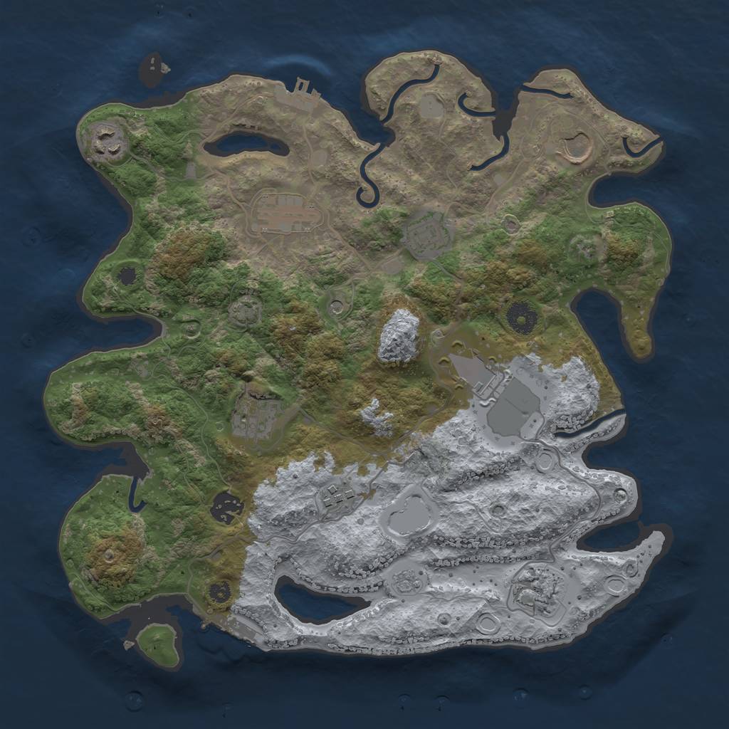 Rust Map: Procedural Map, Size: 3500, Seed: 1531615091, 17 Monuments