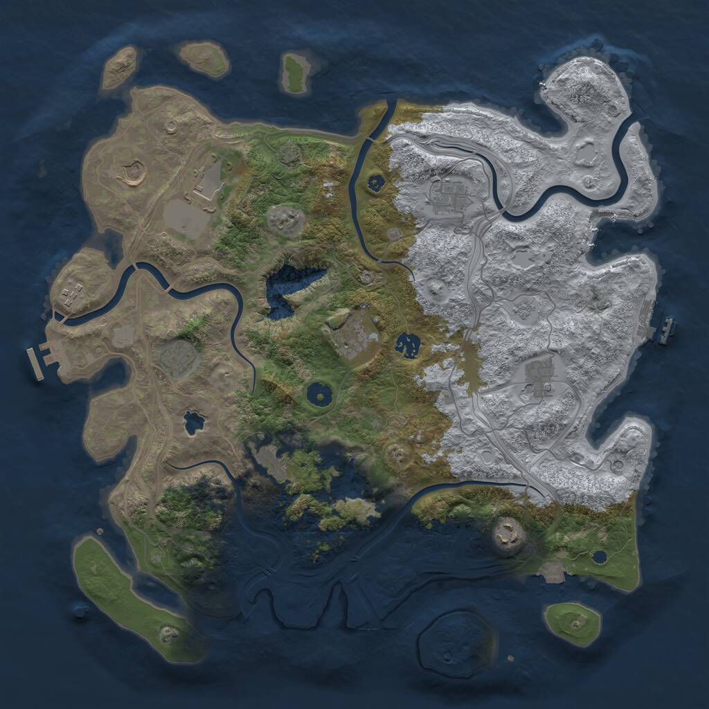 Rust Map: Procedural Map, Size: 4250, Seed: 303314510, 16 Monuments