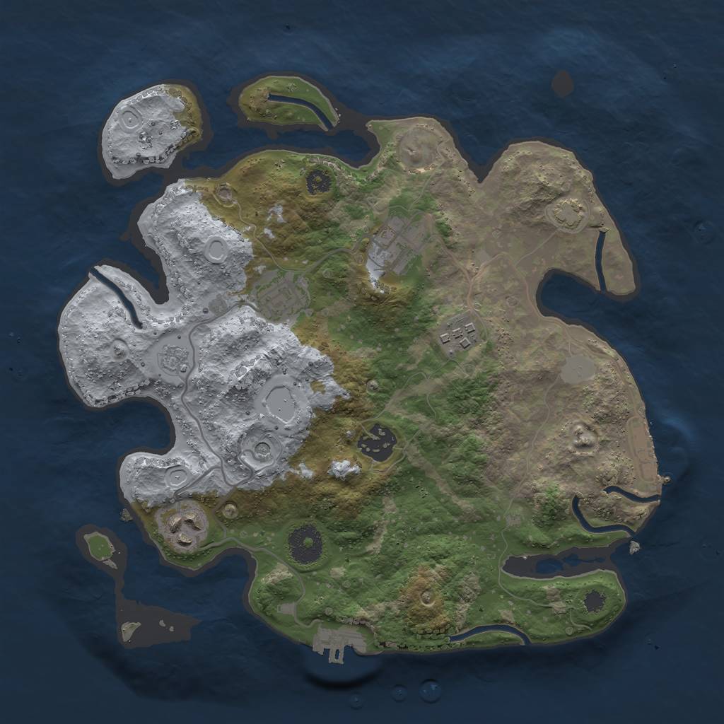 Rust Map: Procedural Map, Size: 3000, Seed: 1423944267, 13 Monuments
