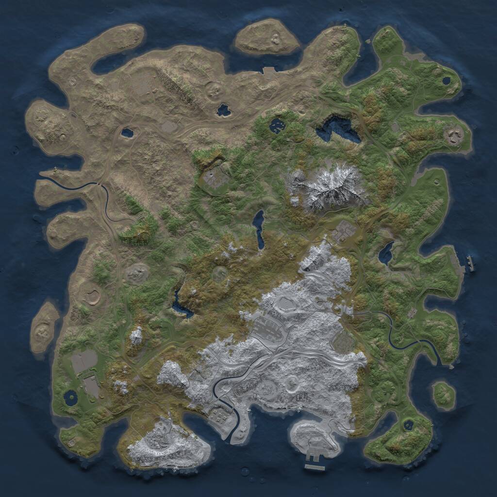 Rust Map: Procedural Map, Size: 5000, Seed: 98763424, 17 Monuments