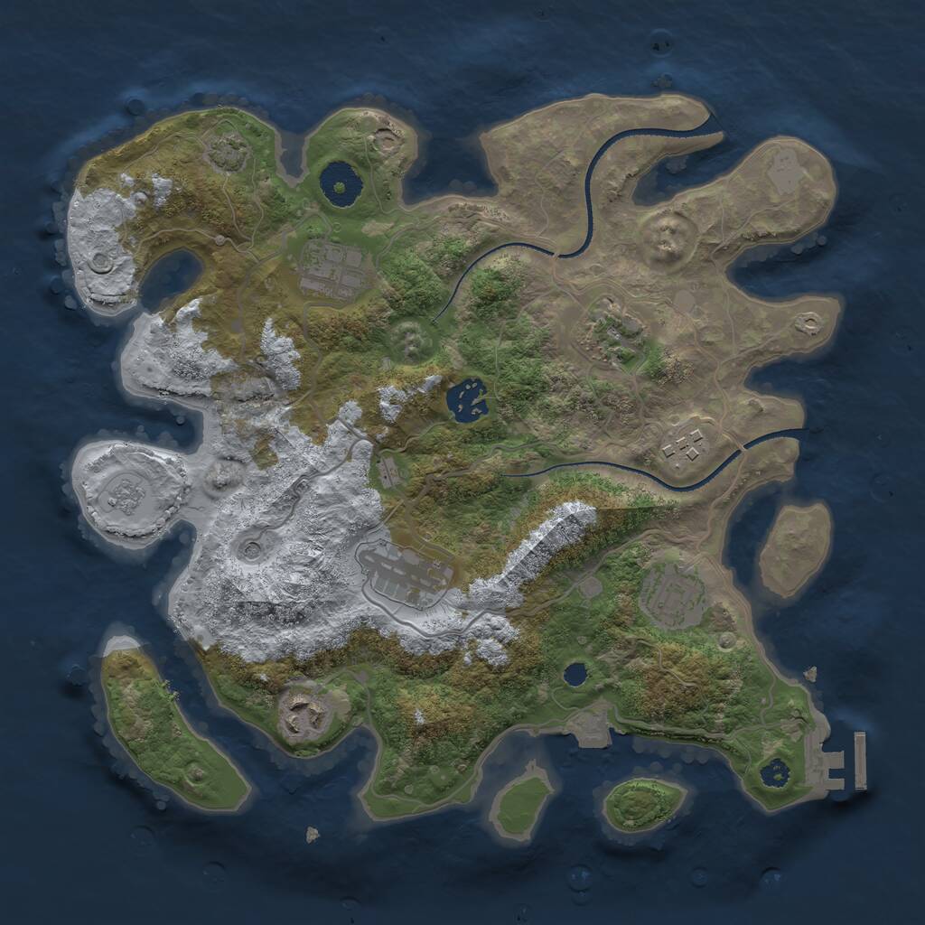 Rust Map: Procedural Map, Size: 3250, Seed: 1382418800, 12 Monuments