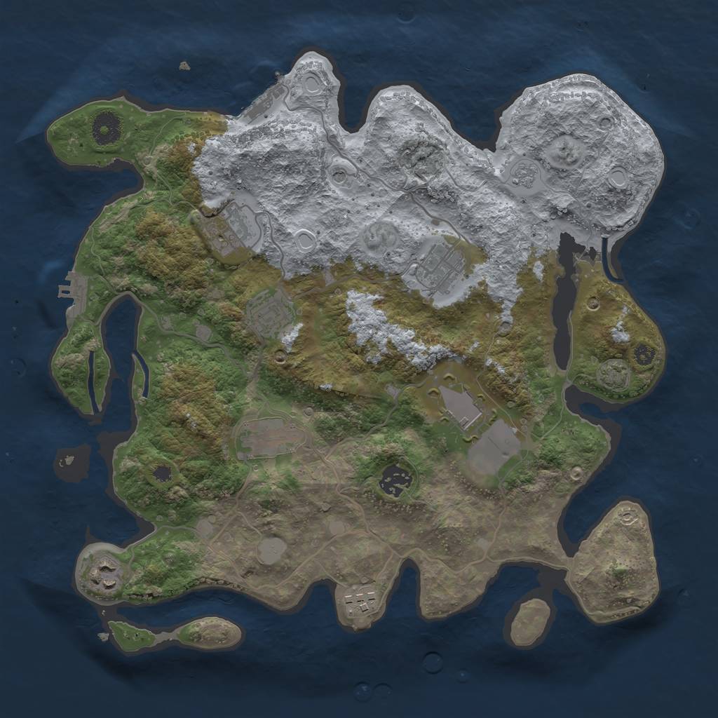 Rust Map: Procedural Map, Size: 3500, Seed: 536983550, 16 Monuments