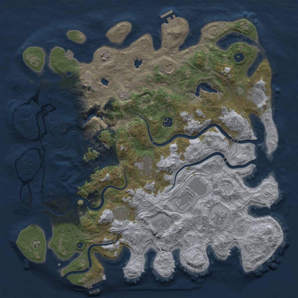 Rust Map: Procedural Map, Size: 4500, Seed: 1936737985, 16 Monuments