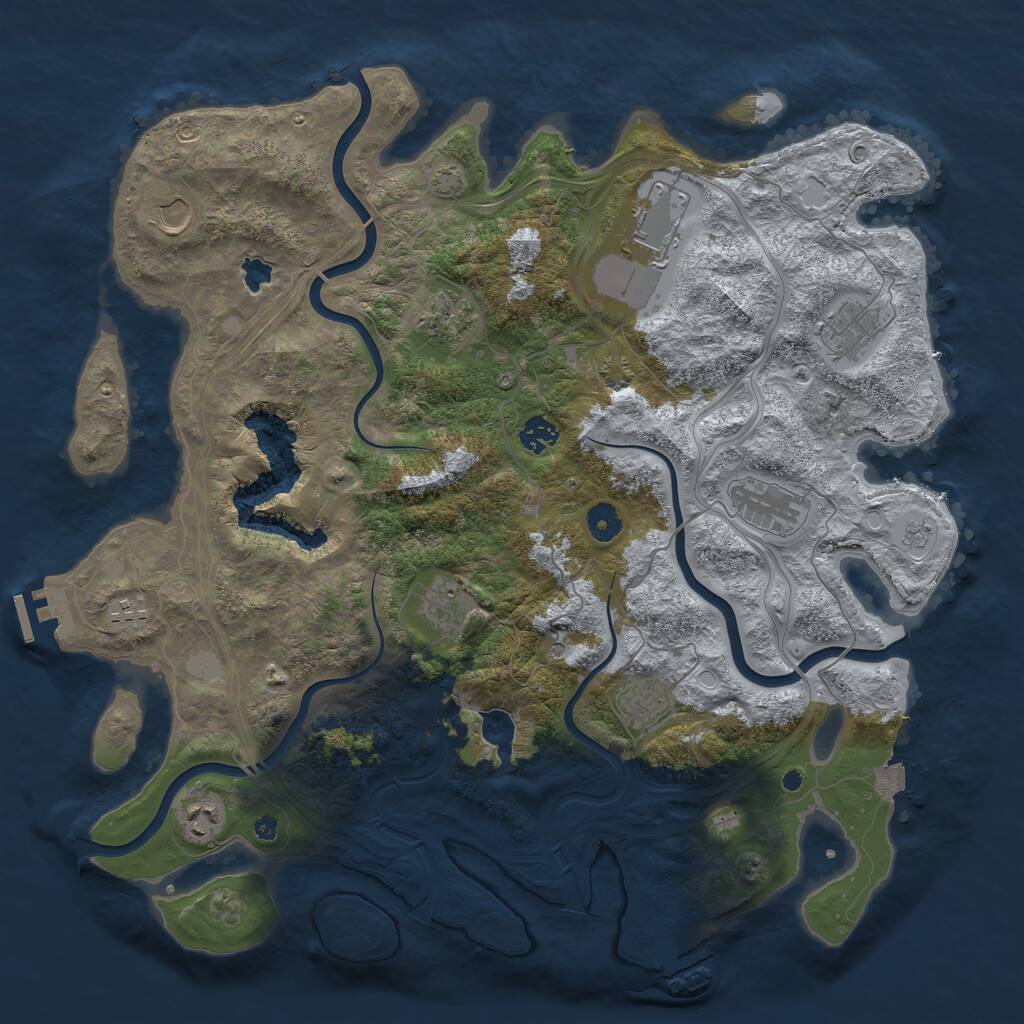 Rust Map: Procedural Map, Size: 4250, Seed: 23872, 16 Monuments
