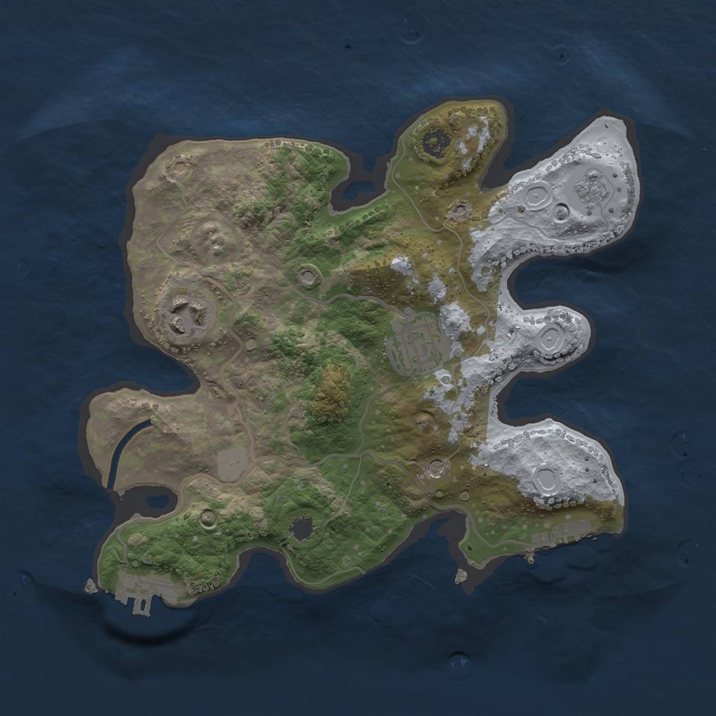 Rust Map: Procedural Map, Size: 2550, Seed: 841833888, 9 Monuments