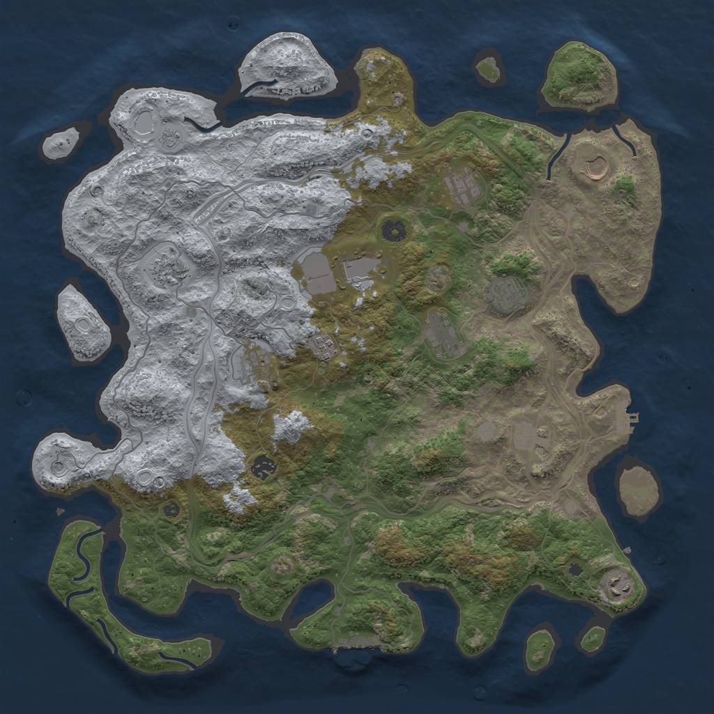 Rust Map: Procedural Map, Size: 4500, Seed: 703934393, 18 Monuments