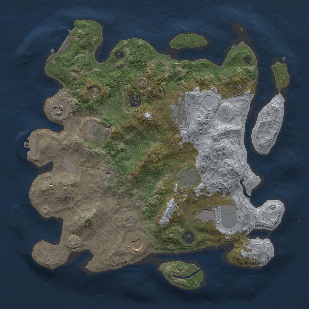 Rust Map: Procedural Map, Size: 3600, Seed: 1969541064, 16 Monuments