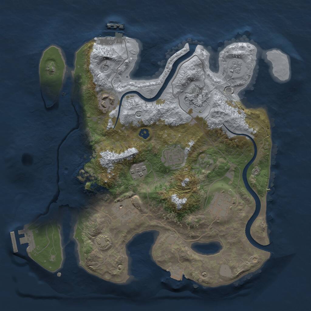 Rust Map: Procedural Map, Size: 3000, Seed: 2454283, 12 Monuments