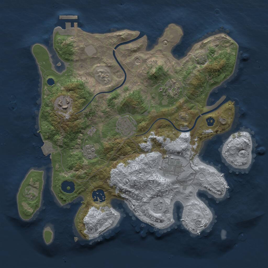 Rust Map: Procedural Map, Size: 3000, Seed: 812374242, 11 Monuments