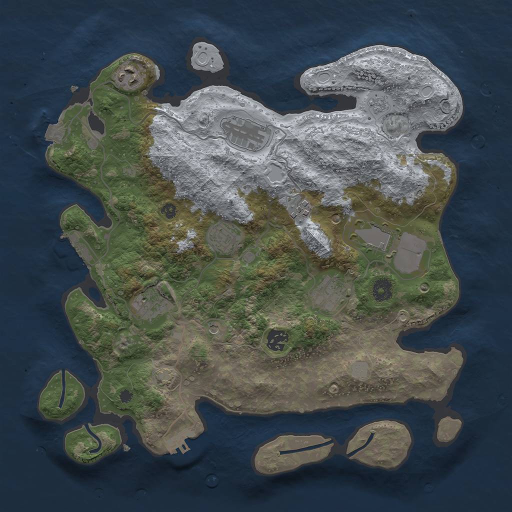 Rust Map: Procedural Map, Size: 3500, Seed: 1365928550, 16 Monuments