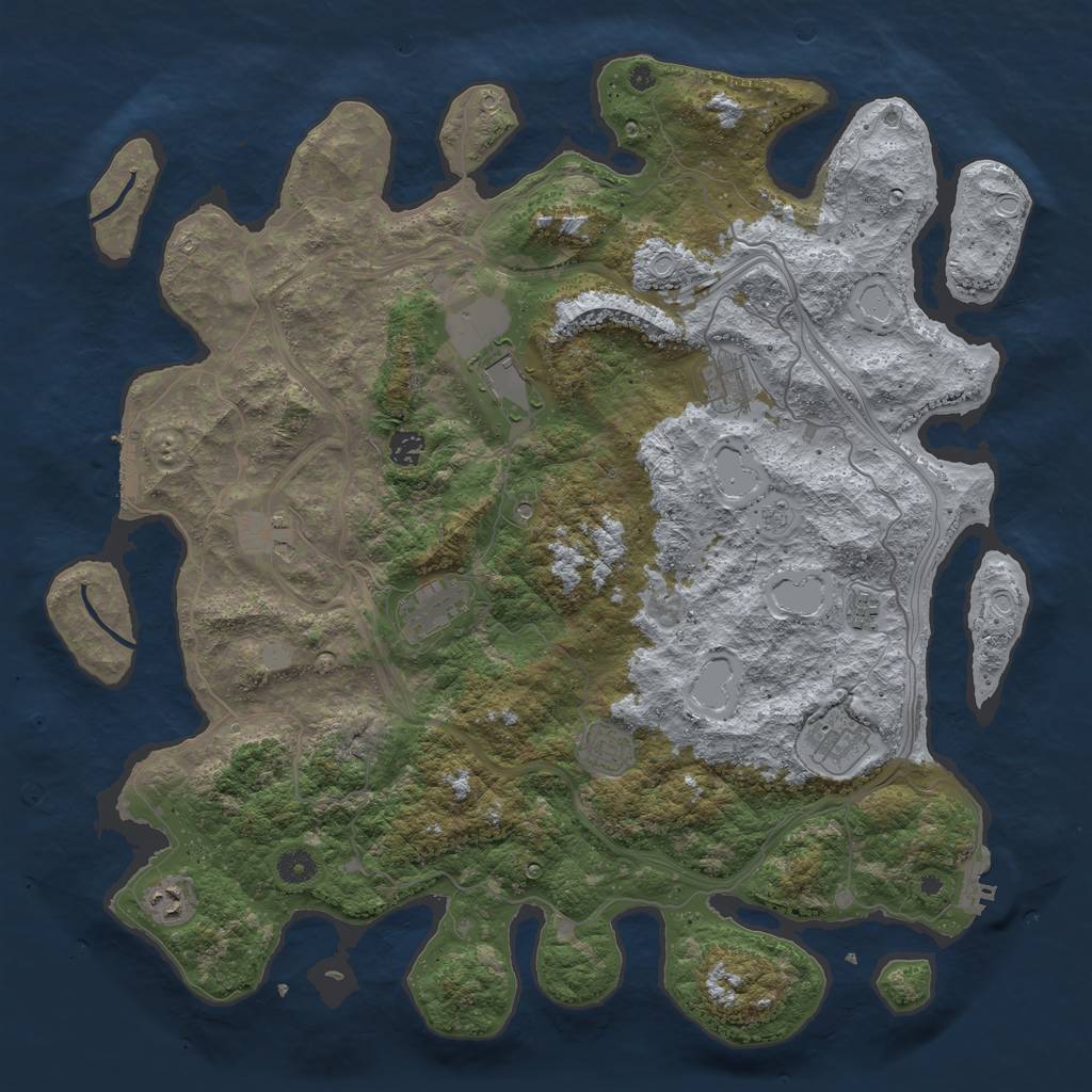 Rust Map: Procedural Map, Size: 4500, Seed: 1236502710, 16 Monuments