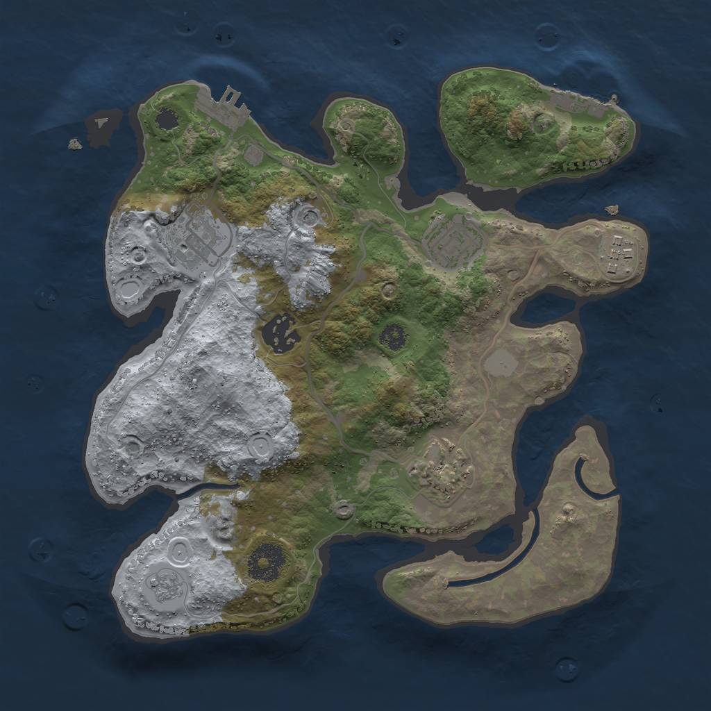 Rust Map: Procedural Map, Size: 2800, Seed: 75001, 12 Monuments