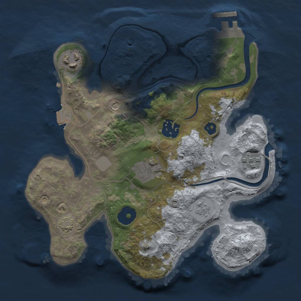 Rust Map: Procedural Map, Size: 2500, Seed: 123986209, 9 Monuments