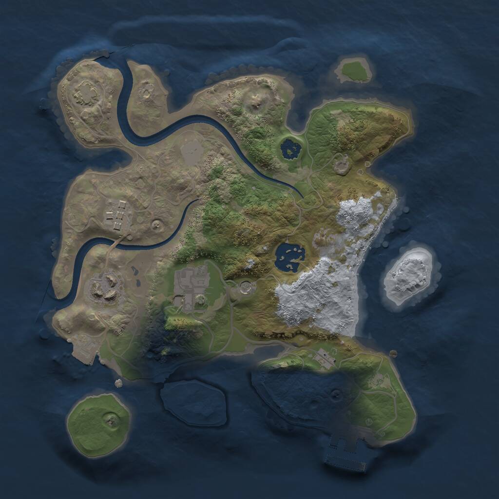 Rust Map: Procedural Map, Size: 2500, Seed: 255143810, 8 Monuments