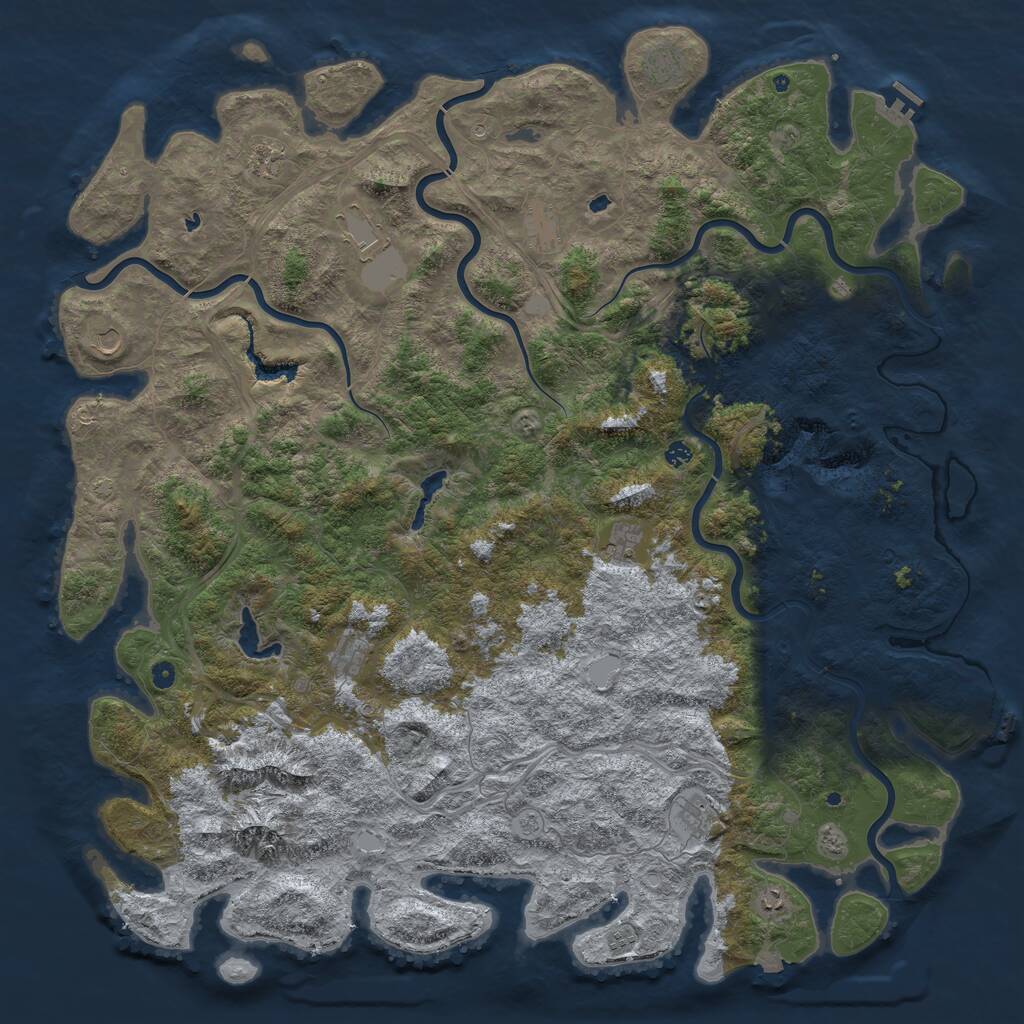 Rust Map: Procedural Map, Size: 6000, Seed: 6791526, 17 Monuments