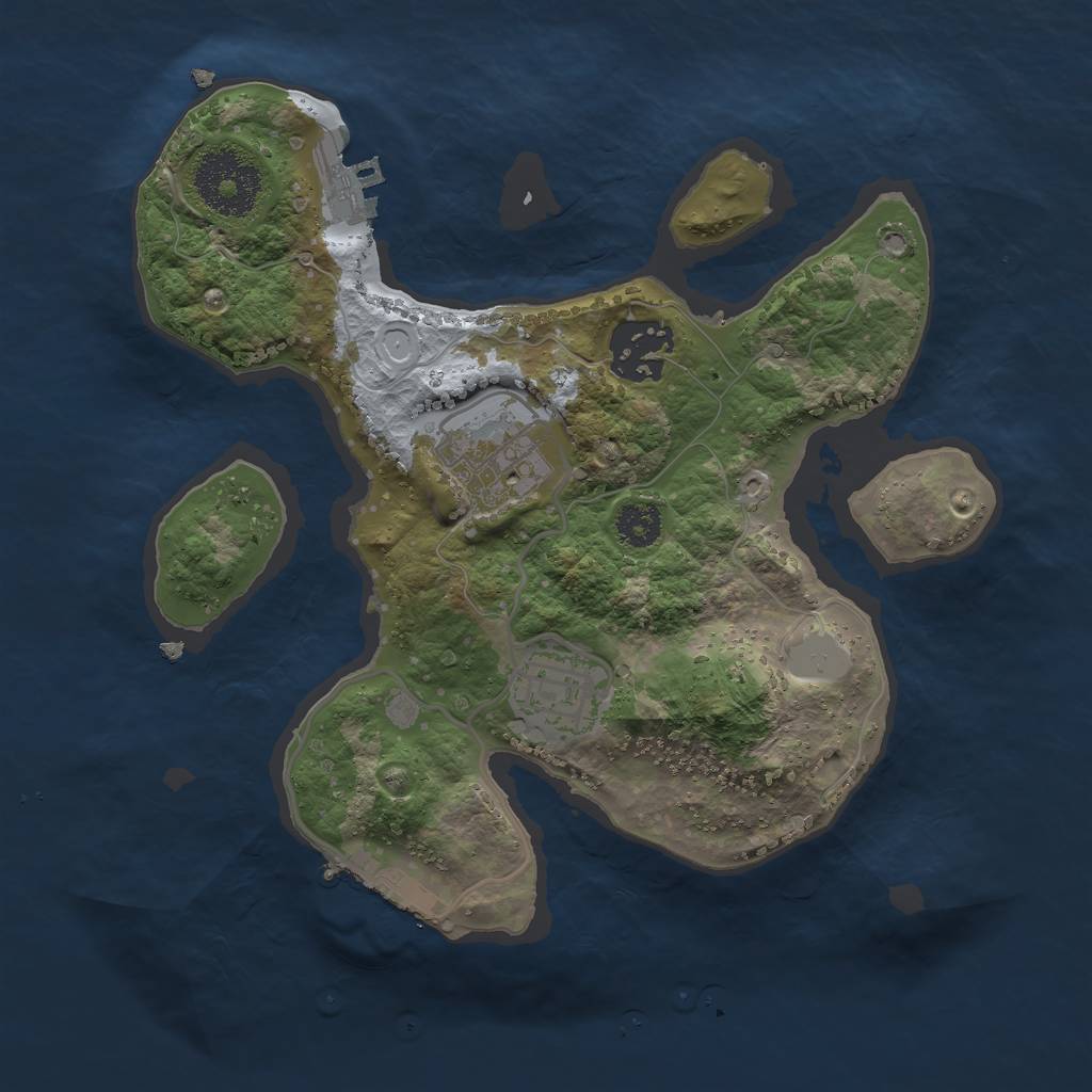 Rust Map: Procedural Map, Size: 2500, Seed: 1256035508, 8 Monuments