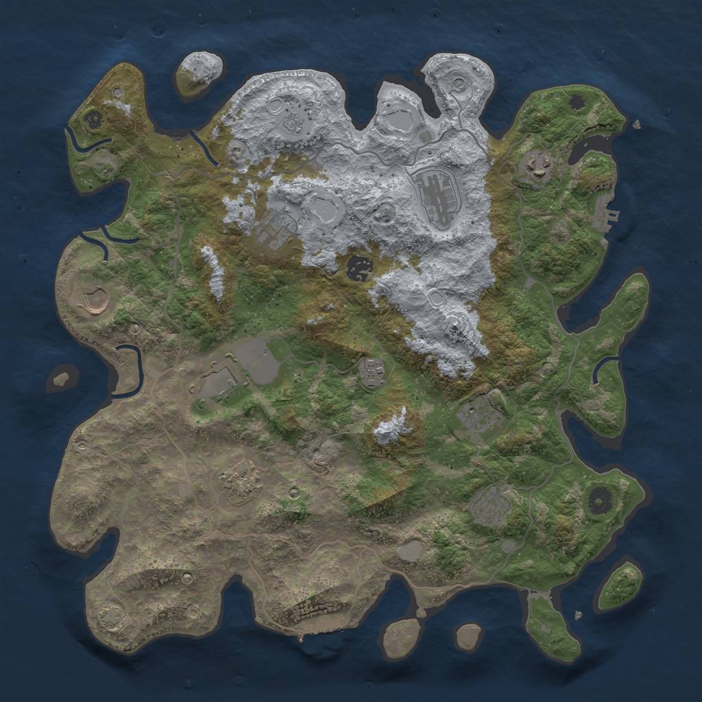 Rust Map: Procedural Map, Size: 4000, Seed: 1072539853, 18 Monuments