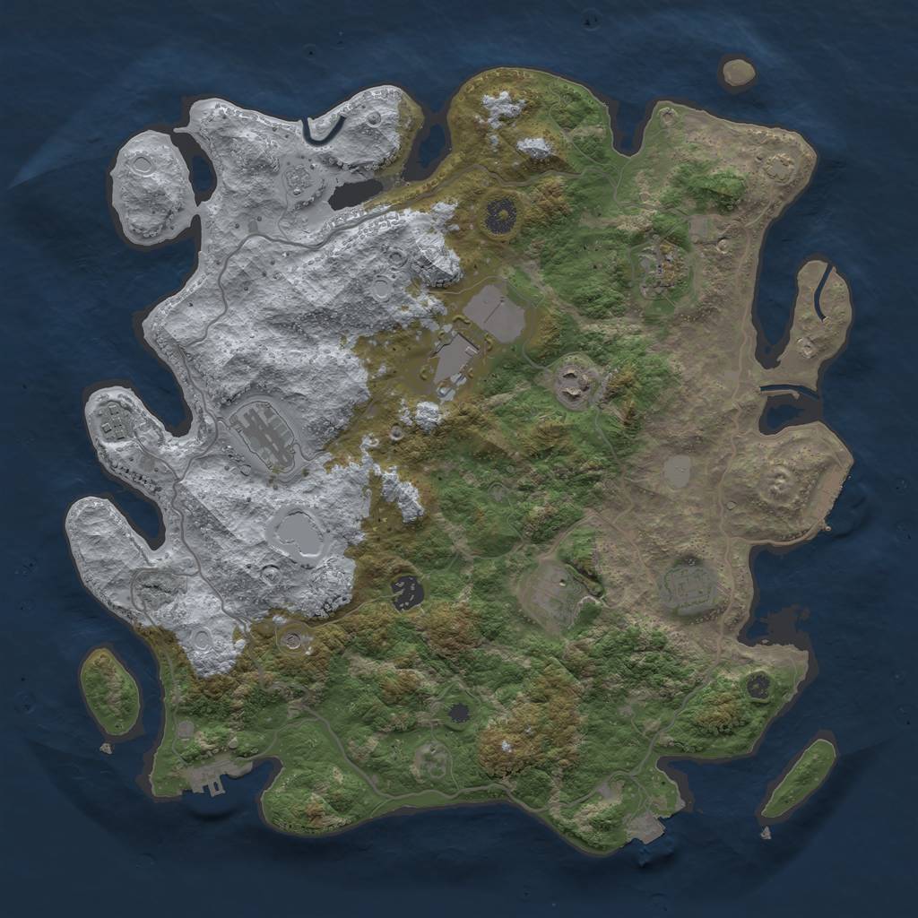 Rust Map: Procedural Map, Size: 4000, Seed: 257841735, 16 Monuments