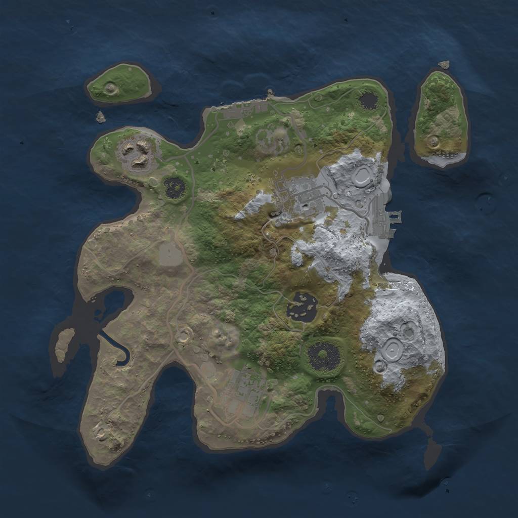 Rust Map: Procedural Map, Size: 2500, Seed: 15123, 9 Monuments