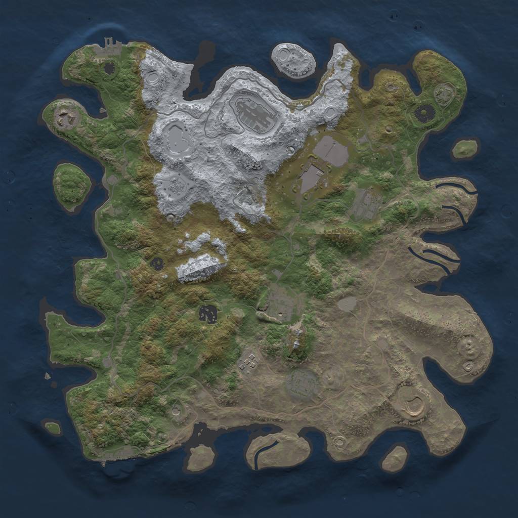 Rust Map: Procedural Map, Size: 4000, Seed: 3647033, 17 Monuments