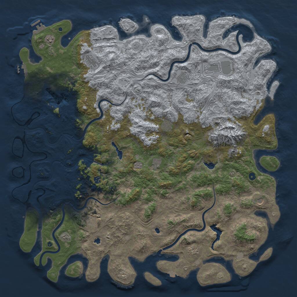 Rust Map: Procedural Map, Size: 6000, Seed: 420699, 17 Monuments